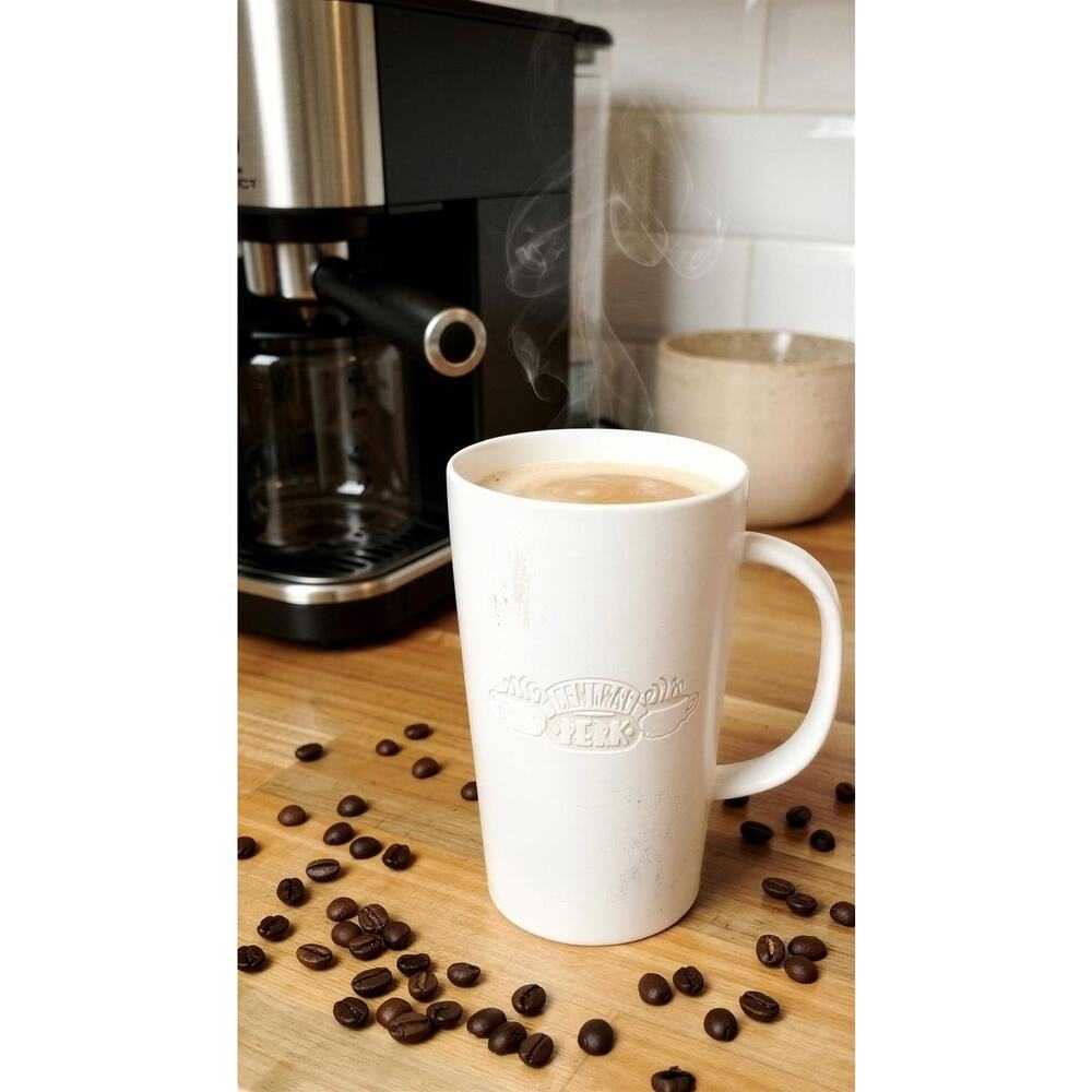 Friends TV Series Central Perk Embossed Coffee‎ Mug Cup White